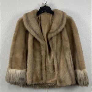 Elegant Faux Fur shole shawl Tan Teddy Jacket